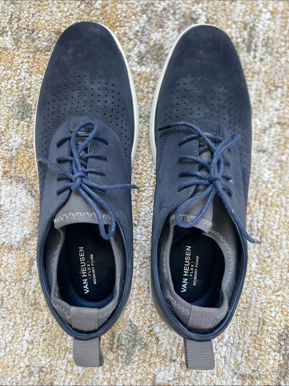 Van Heusen Flex Memory Foam Navy Perforated Lace-Up Oxfords